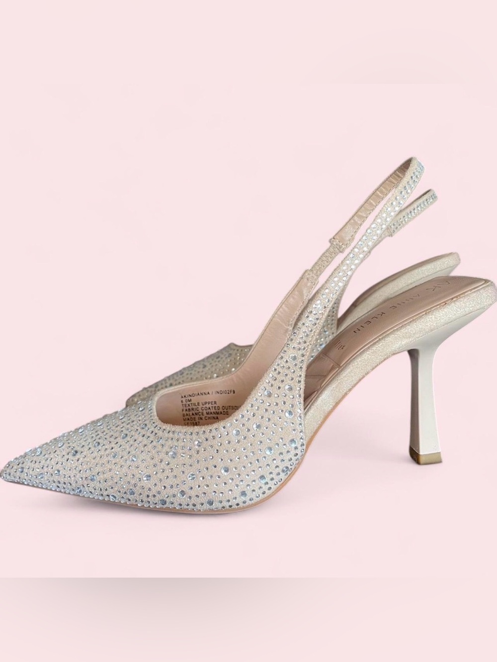 Embellished Slingback Heels in Champagne